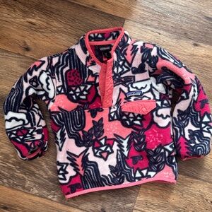 Girls 3T Patagonia Pink and Navy Patterned Fleece Pullover